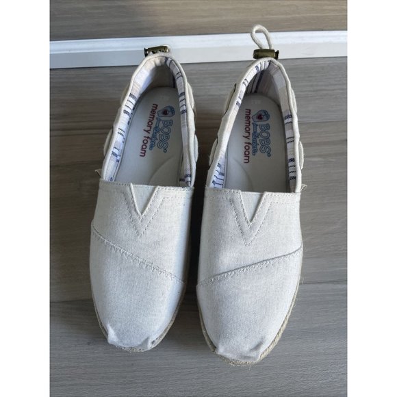 Bobs From Skechers Memory Foam Platform Shoes Size 6.5 womens beige ivory tan - Picture 3 of 10
